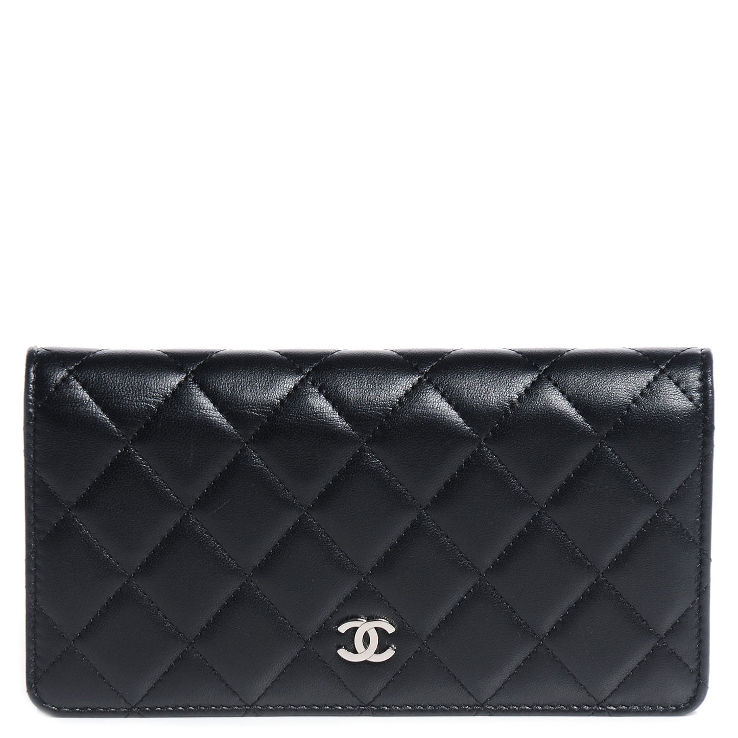 Lambskin Quilted Yen Wallet Black