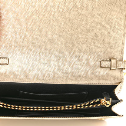 Prada Metallic Saffiano Lux Chain Wallet Pirite 5 of 9