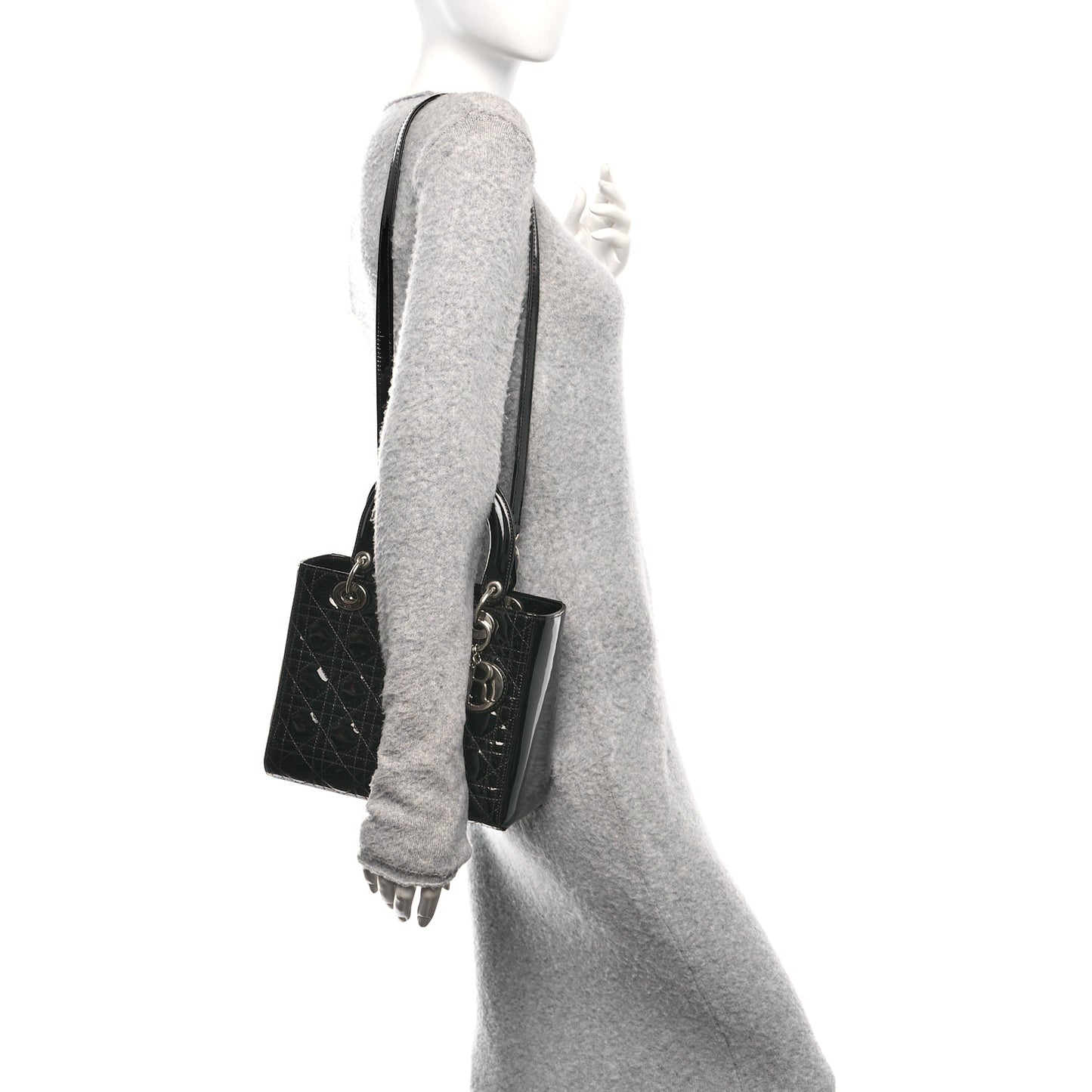 Patent Cannage Medium Lady Dior Black