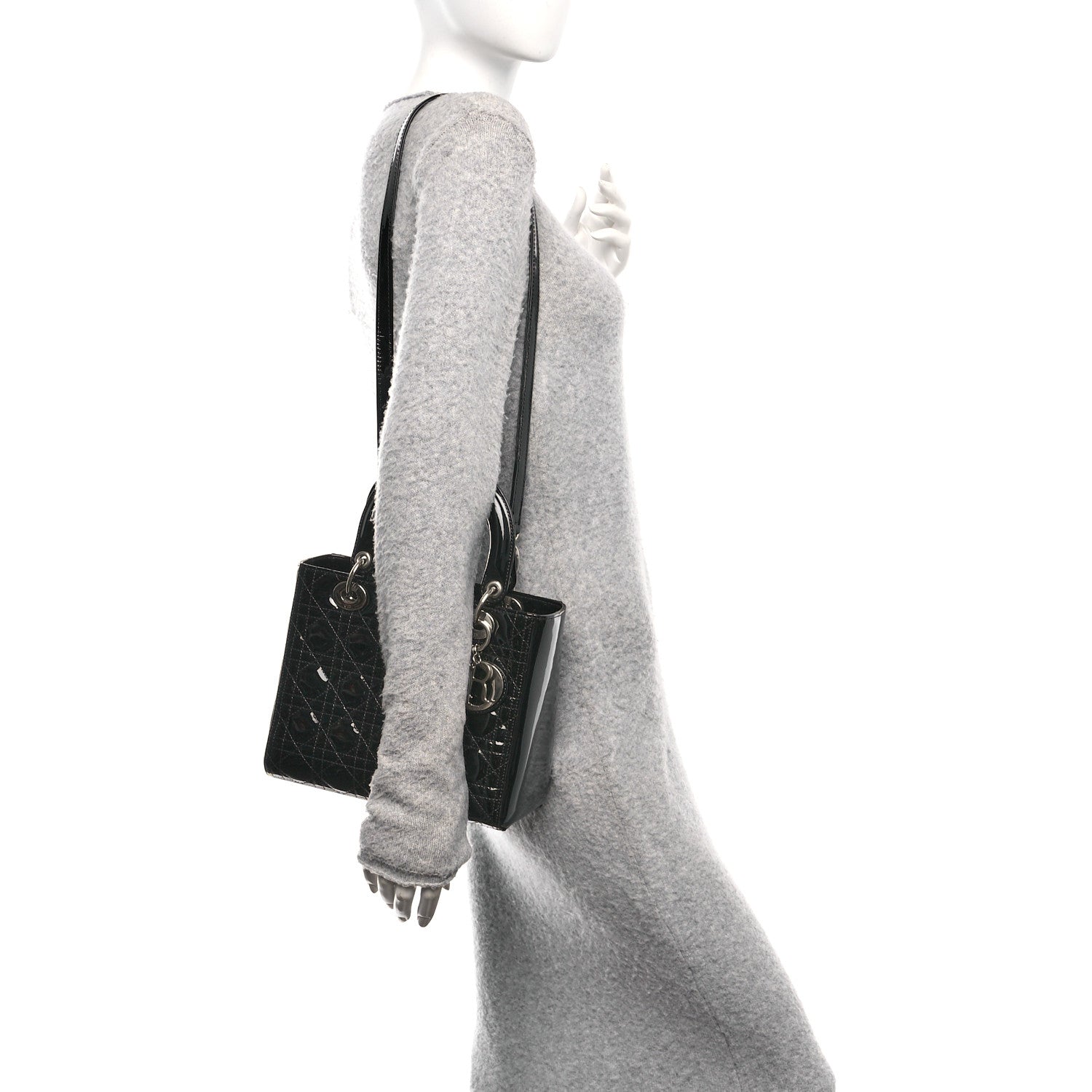 Christian Dior Patent Cannage Medium Lady Dior Black 2 of 12