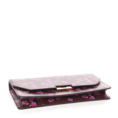 Gucci Textured Calfskin Heartbeat Print Clutch New Wine 4 of 7