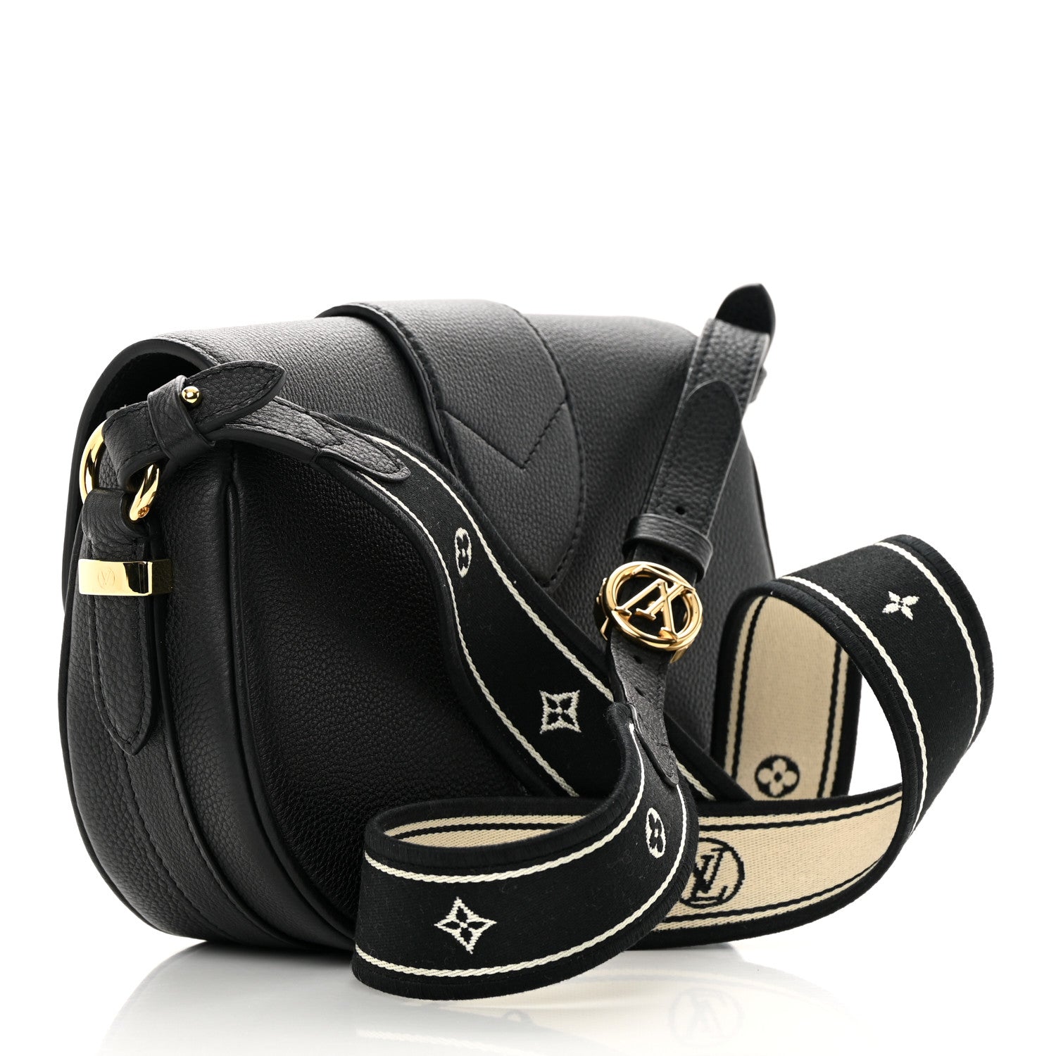 Louis Vuitton Grained Calfskin LV Pont 9 Soft MM Black 3 of 12