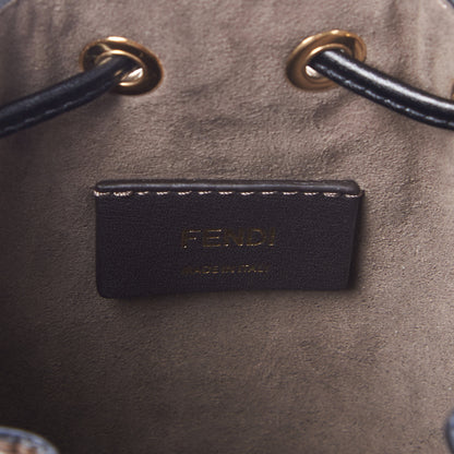 Fendi Vitello Liberty F is Fendi Bi-Color FF 1974 Embossed Mini Mon Tresor Bucket Bag Maya Black 7 of 7