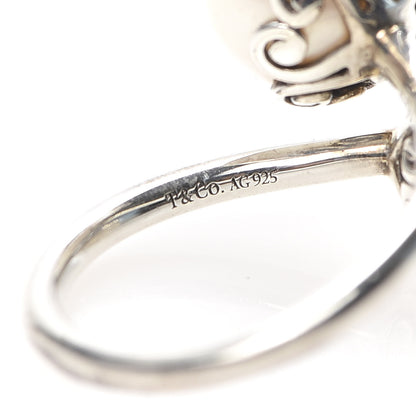 Tiffany Sterling Silver Freshwater Pearl Paloma's Venezia Goldoni Heart Ring 49 5 4 of 4