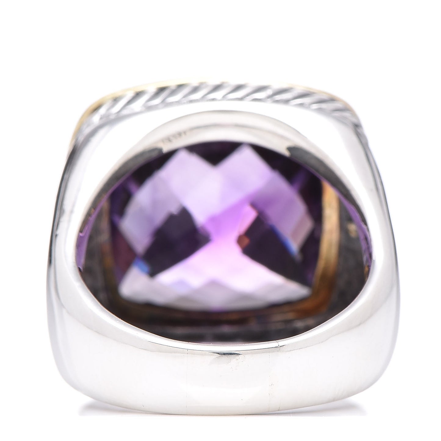 Sterling Silver 18K Yellow Gold Amethyst 16mm Albion Statement Ring 54 7