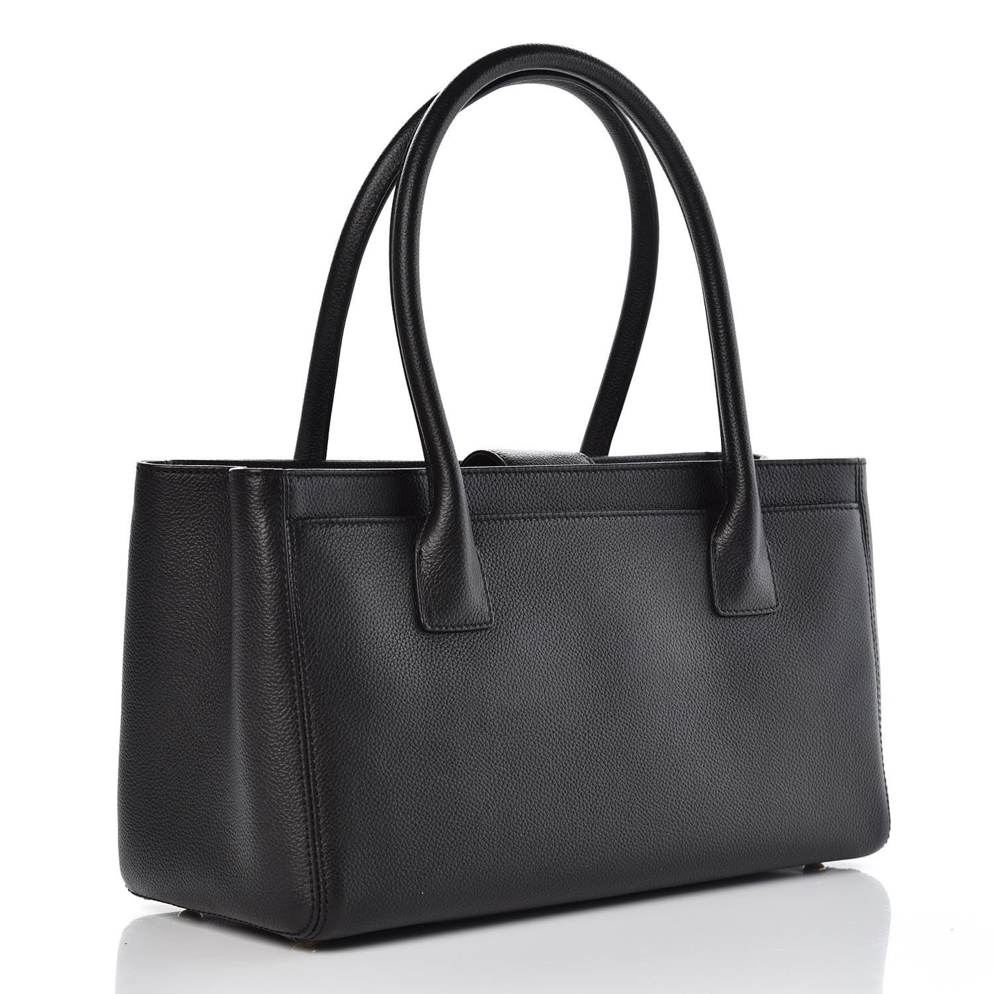 Calfskin Small Cerf Shopper Tote Black