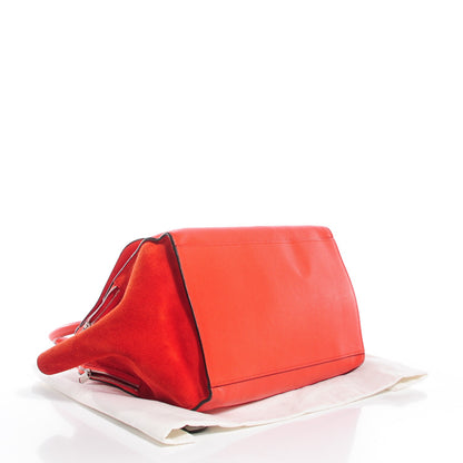 Celine Drummed Calfskin Suede Double Zip Trapeze Vermillion 4 of 19