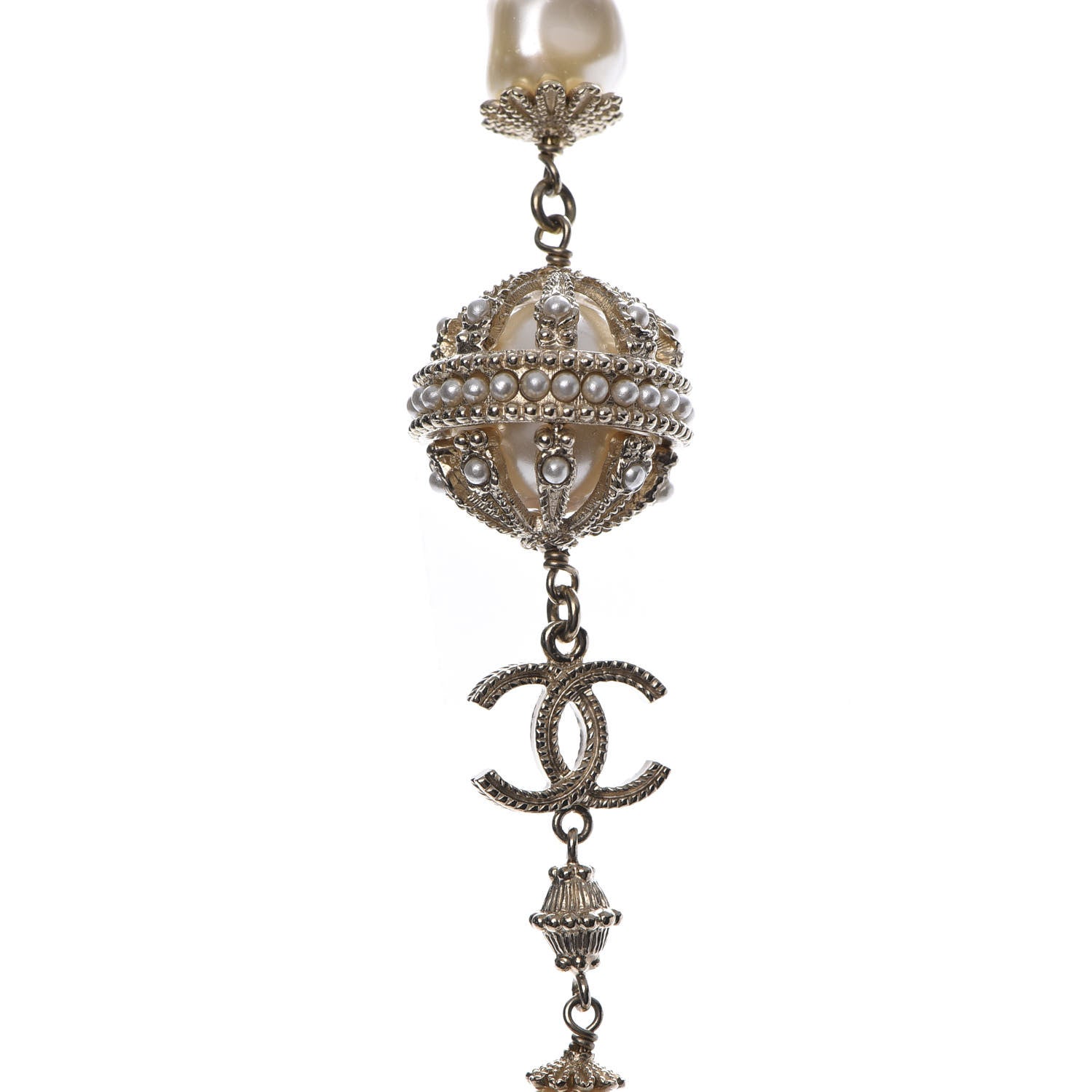 Chanel Pearl CC Long Necklace Gold 4 of 6