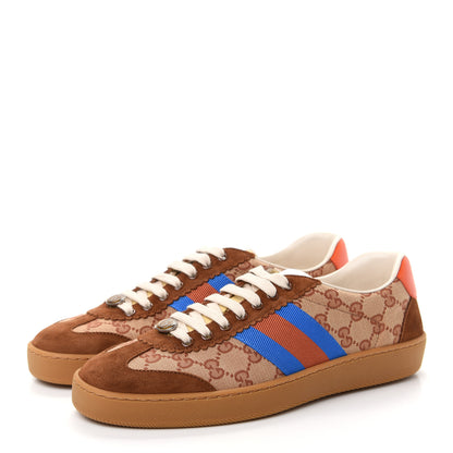 Gucci GG Monogram Suede Web Mens G74 Sneakers 8 Beige Ruggine Cuir 3 of 11