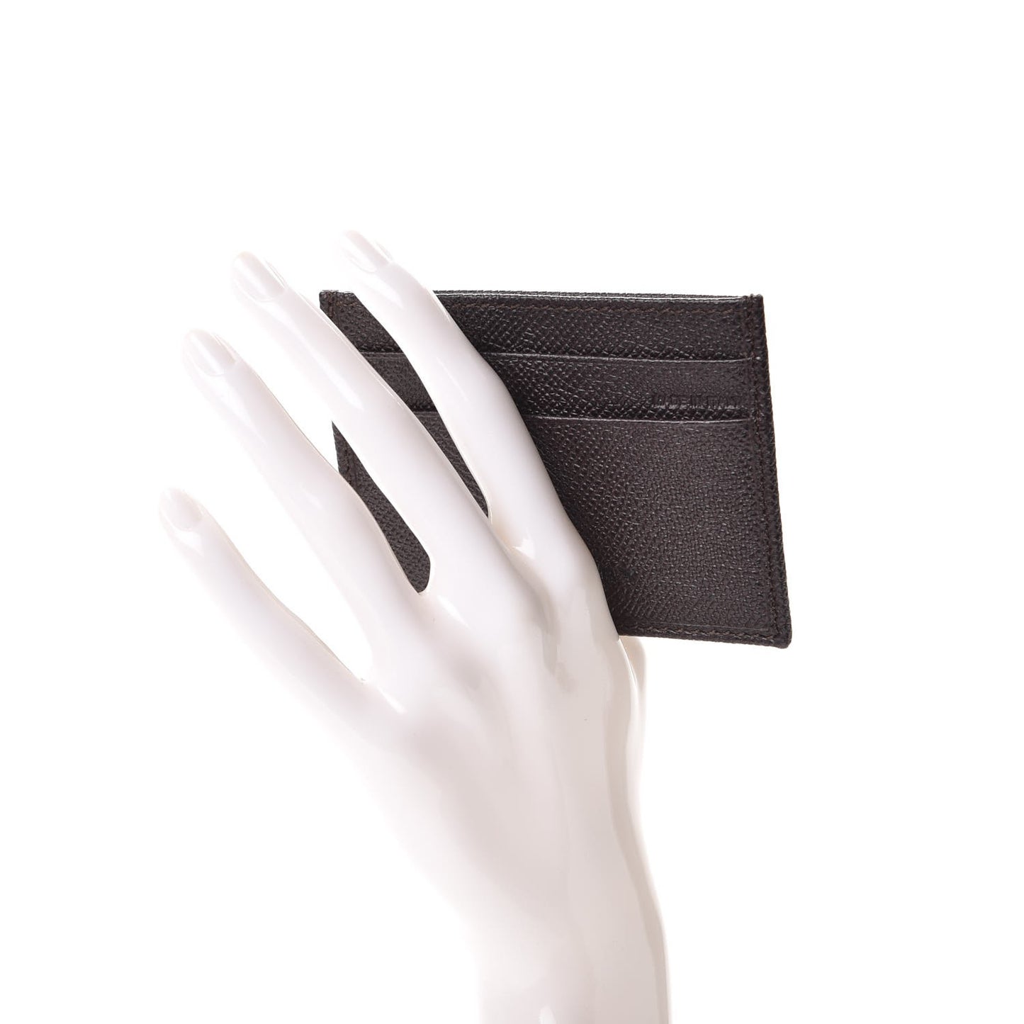 Grained Calfskin Credit Card Case Ebony