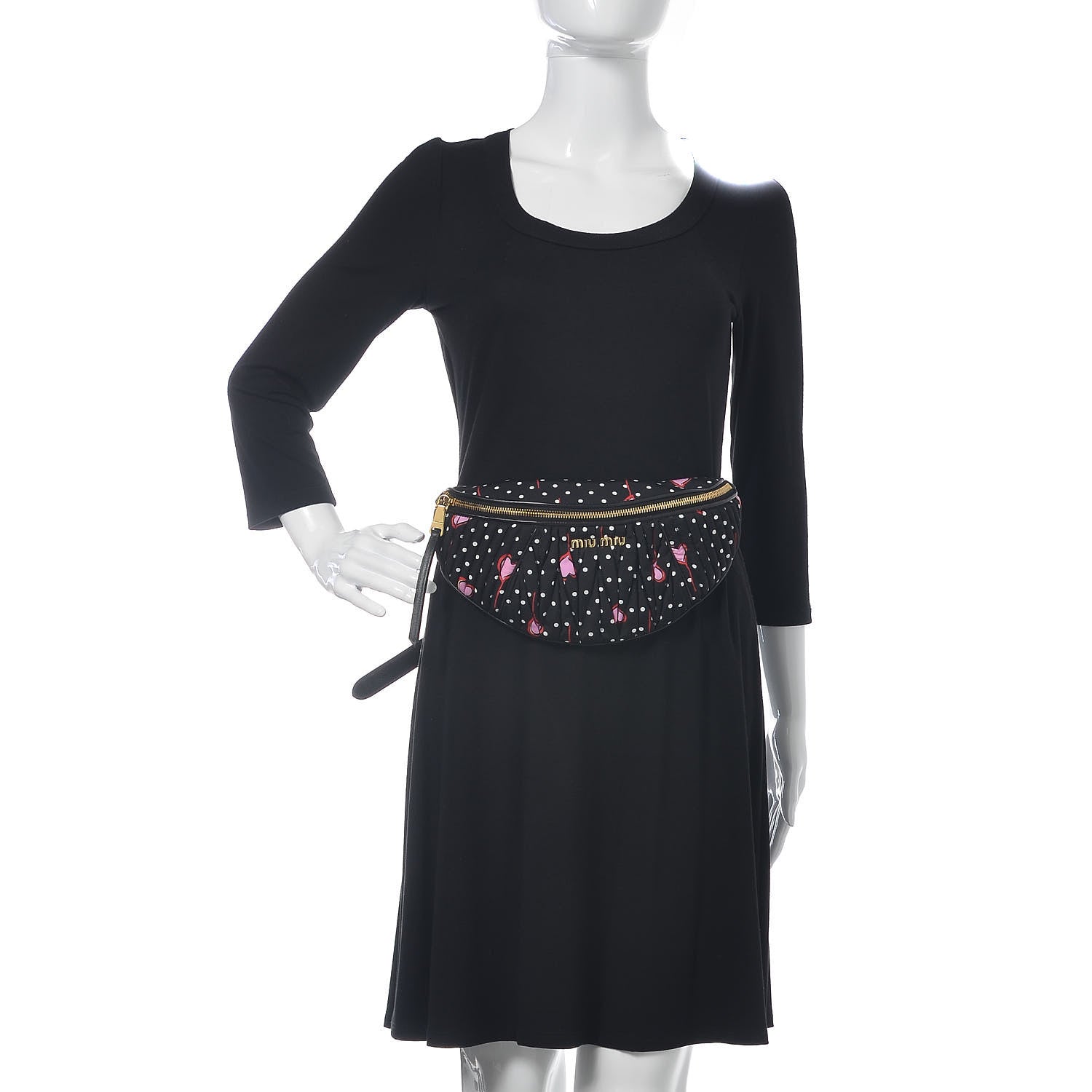 Miu Miu Faille Matelasse Heart Print Belt Bag Black Rosa Cu 2 of 10