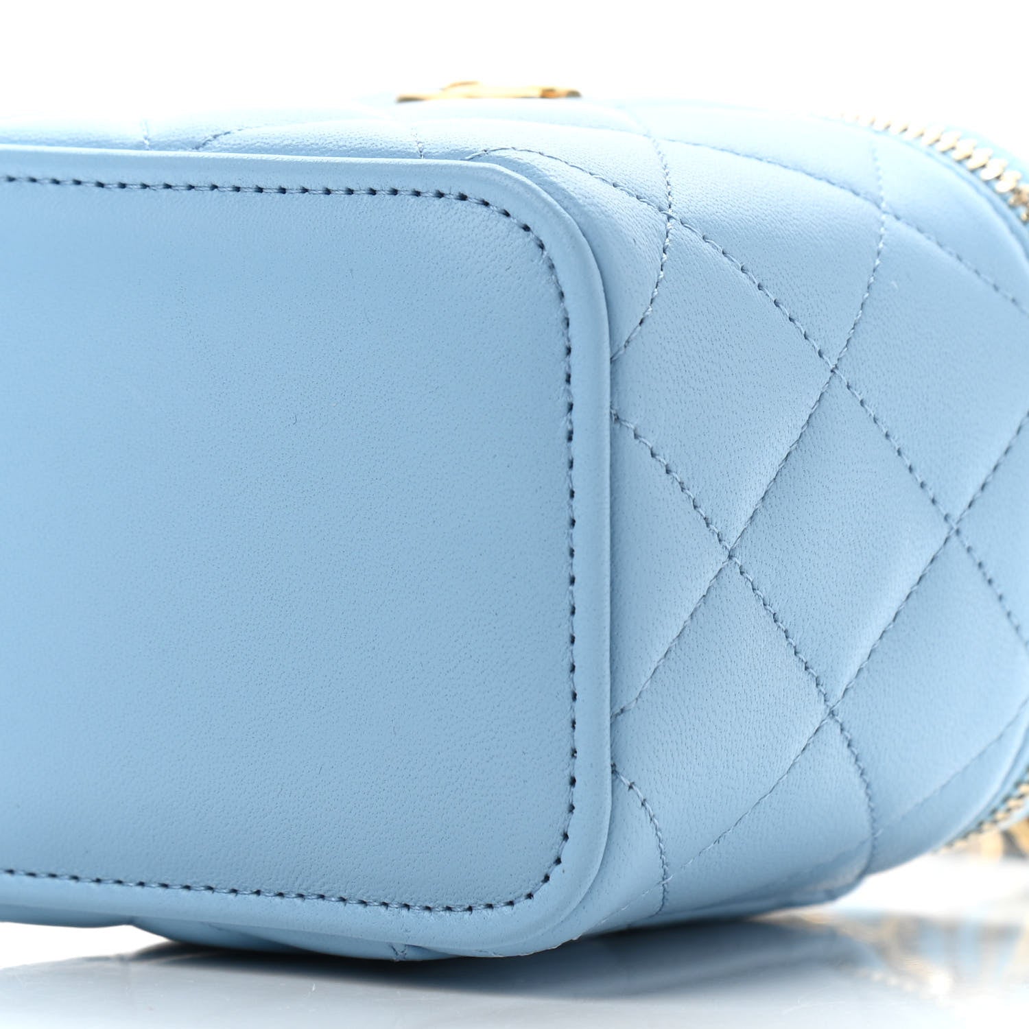 Chanel Lambskin Quilted Pearl Crush Mini Vanity Case With Chain Light Blue 11 of 12