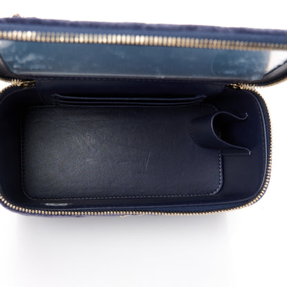 Chanel Velvet Quilted Small Pearl Crush Vanity Case Navy 5 of 12