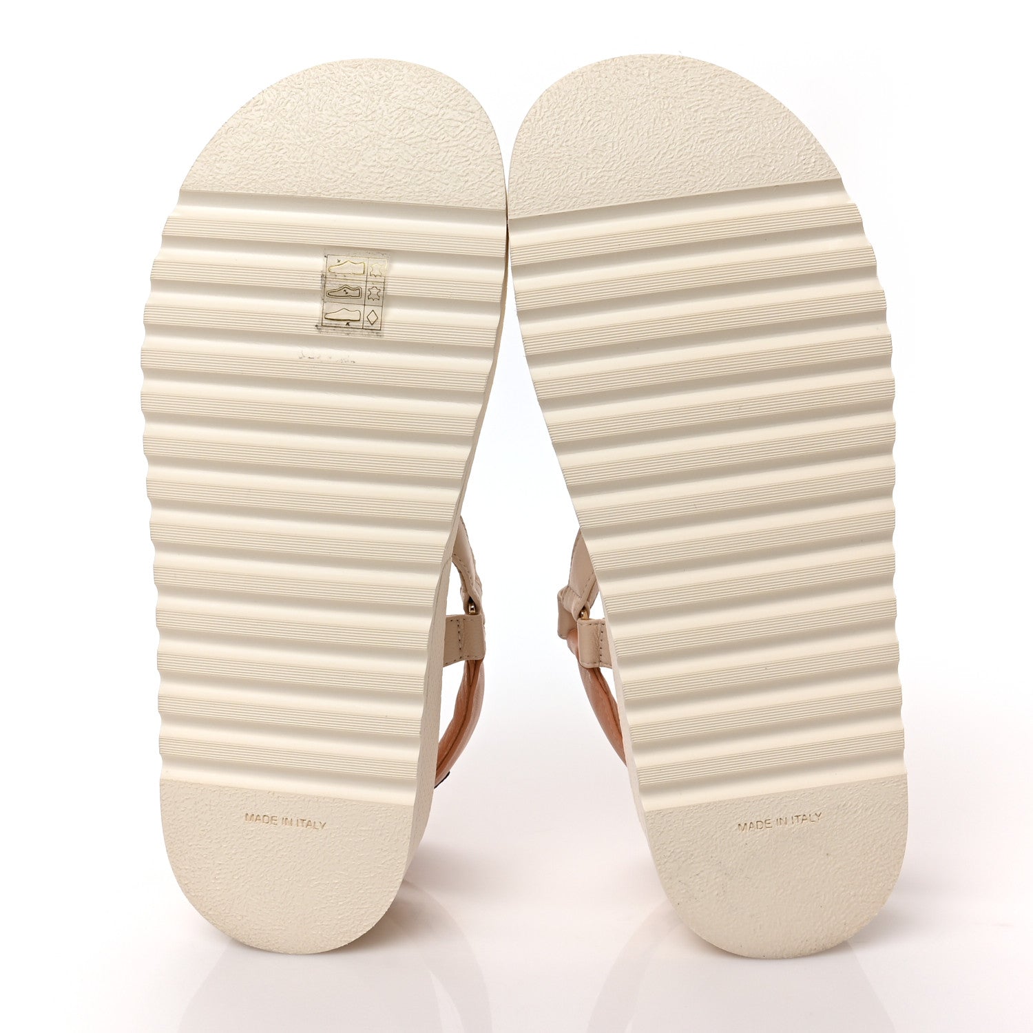 Chanel Lambskin Logo Platform Sandals 39.5 Beige Ivory White 5 of 9