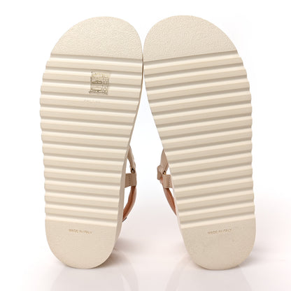 Chanel Lambskin Logo Platform Sandals 39.5 Beige Ivory White 5 of 9
