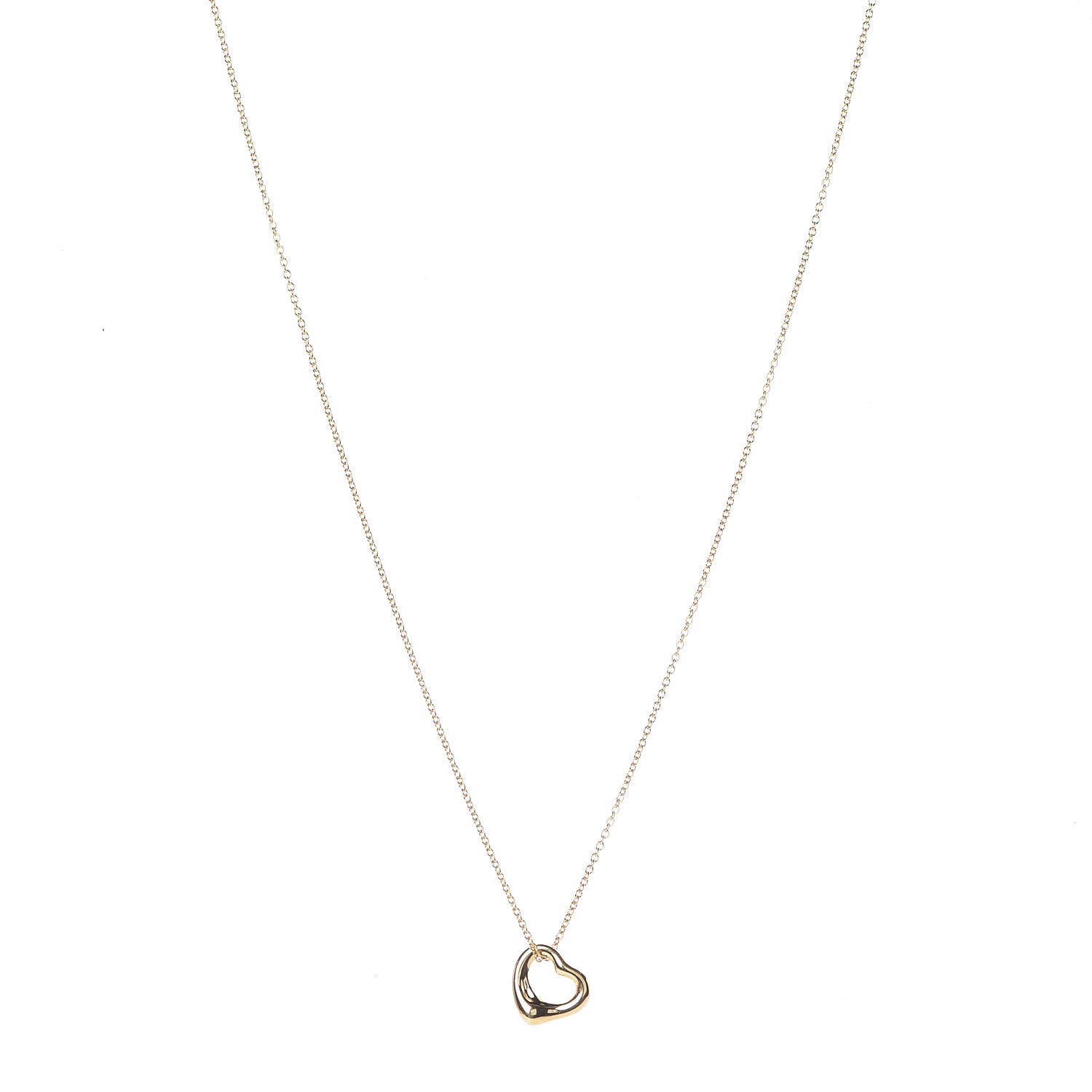 Tiffany 18K Yellow Gold Elsa Peretti Small Open Heart Pendant Necklace 1 of 7
