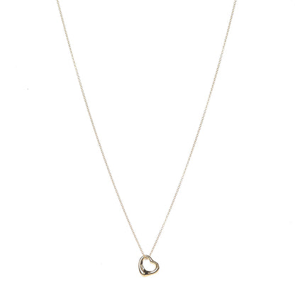 Tiffany 18K Yellow Gold Elsa Peretti Small Open Heart Pendant Necklace 1 of 7