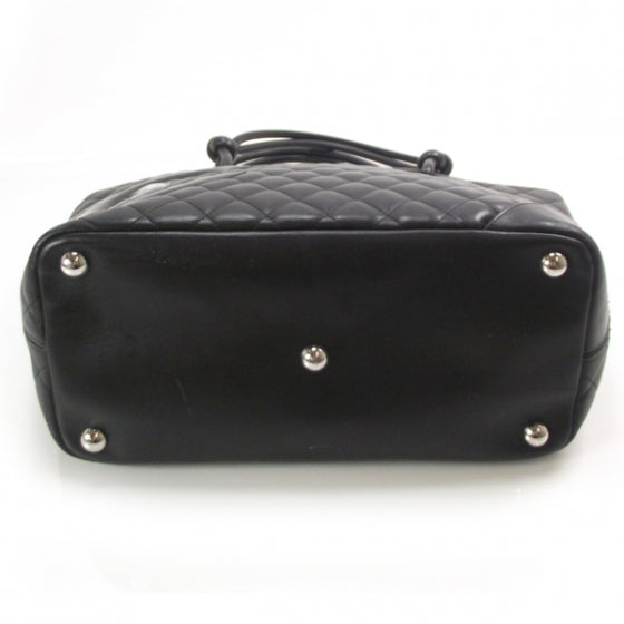Calfskin Quilted Large Cambon Tote Black