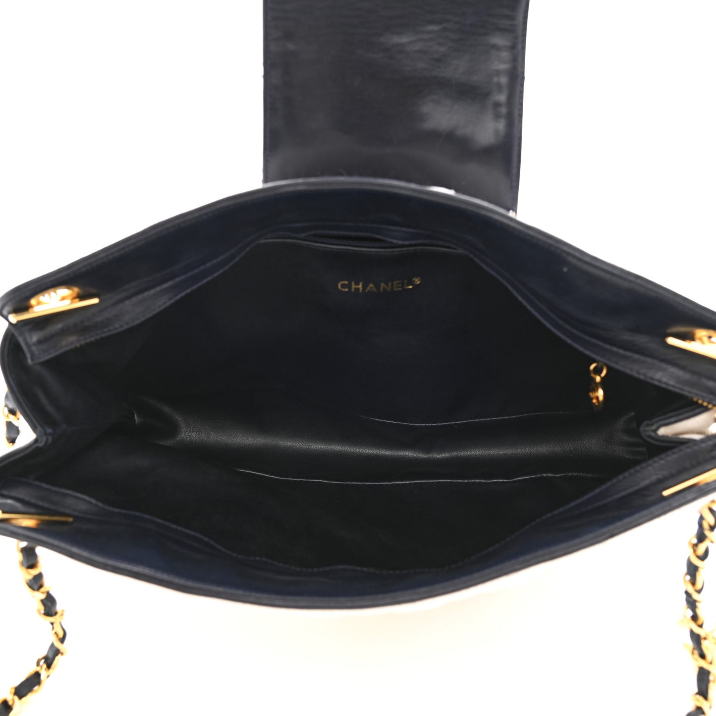 Woven RaffiaLambskin Quilted Chain Shoulder Bag White Blue