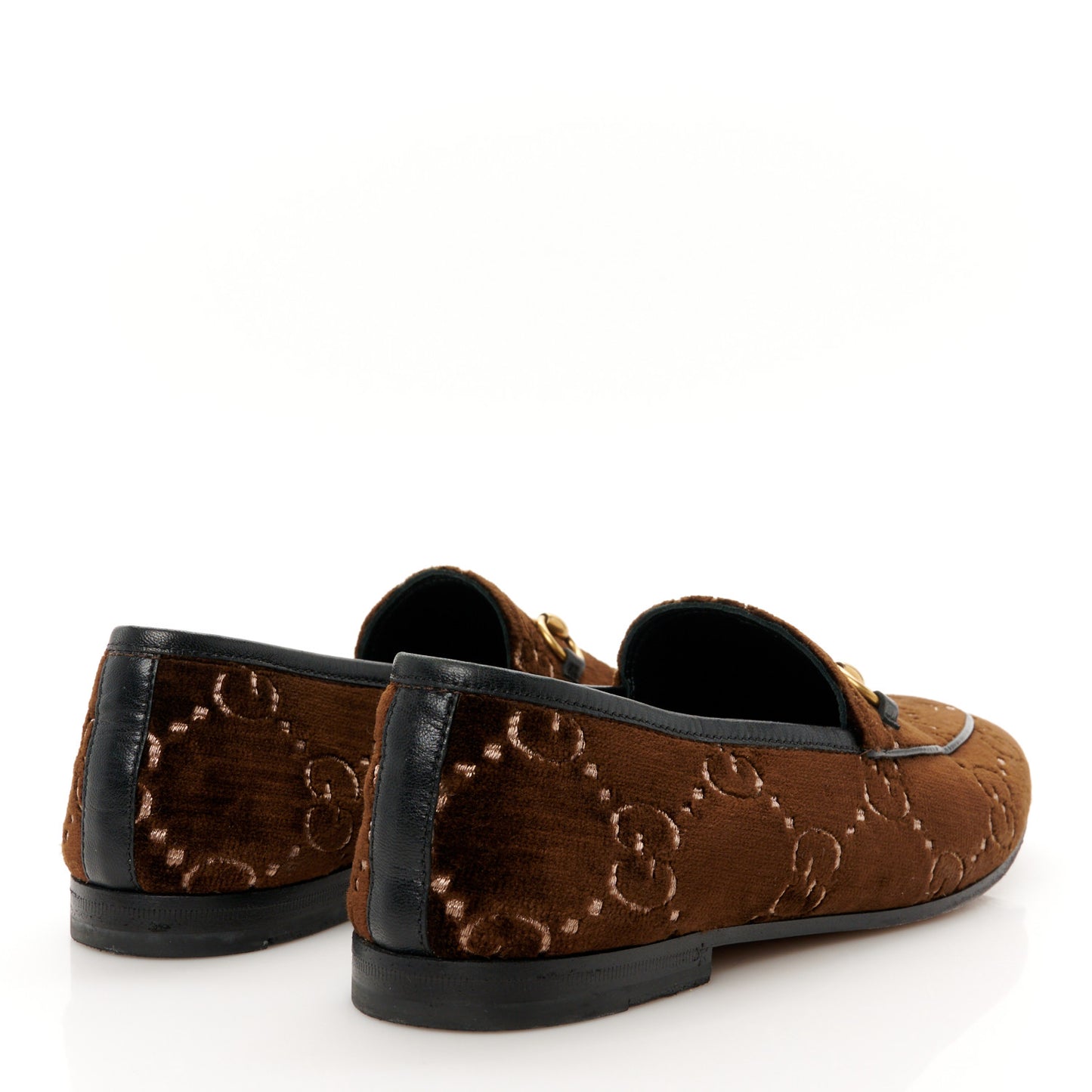 Velvet GG Monogram Horsebit Womens Jordaan Loafers 38 Brown Black