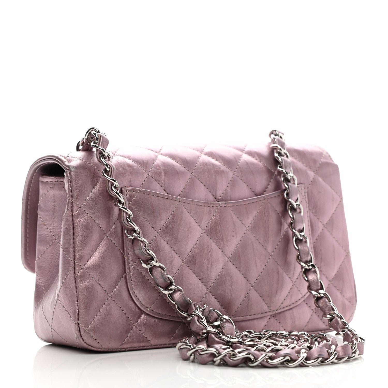 Chanel Metallic Calfskin Quilted Mini Rectangular Flap Pink 3 of 14
