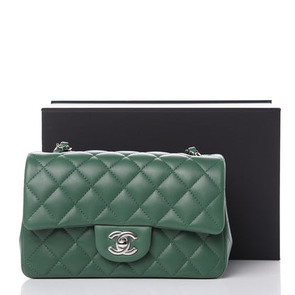 Chanel Lambskin Quilted Mini Rectangular Flap Green 10 of 10