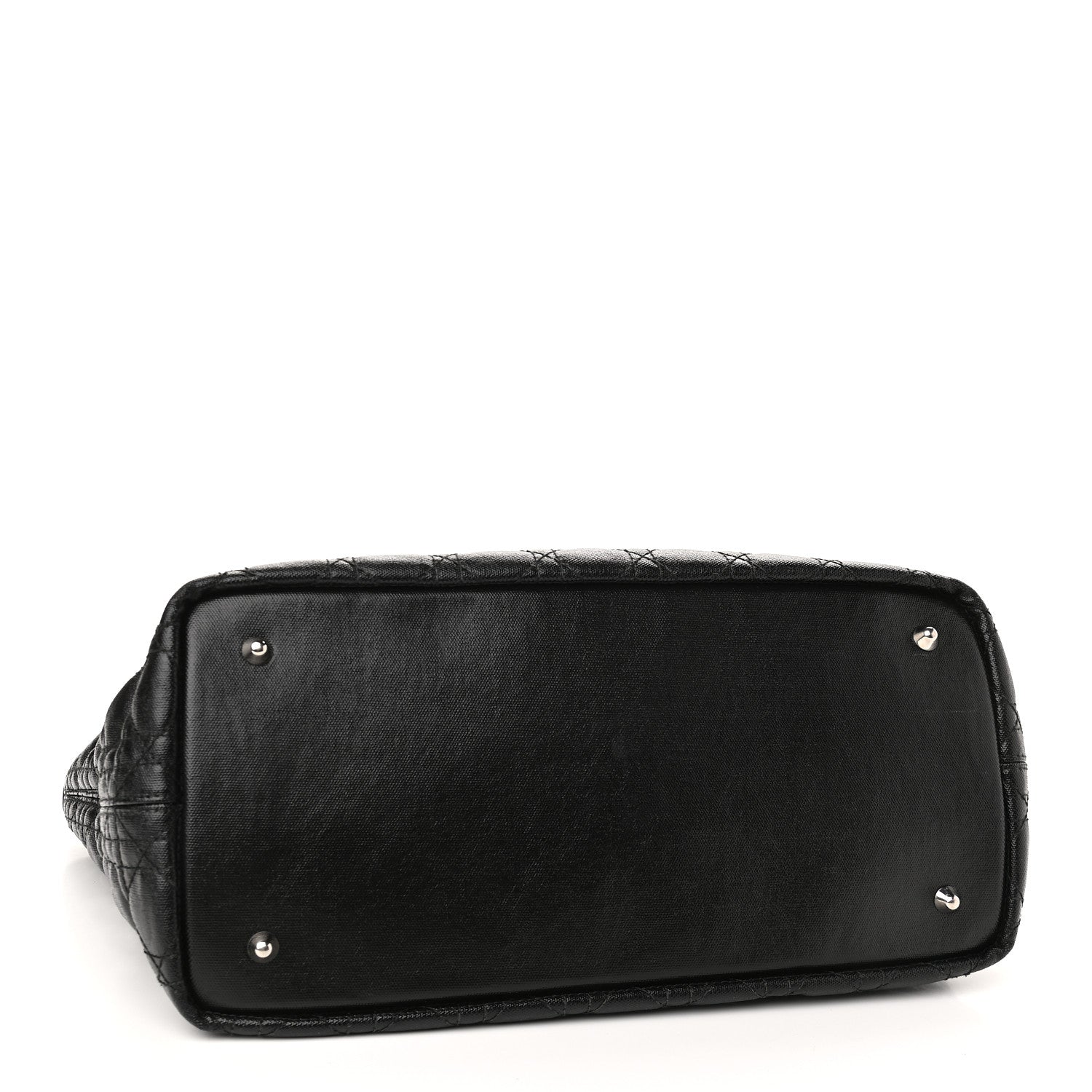 Christian Dior Coated Canvas Cannage Medium Panarea Tote Black 4 of 9