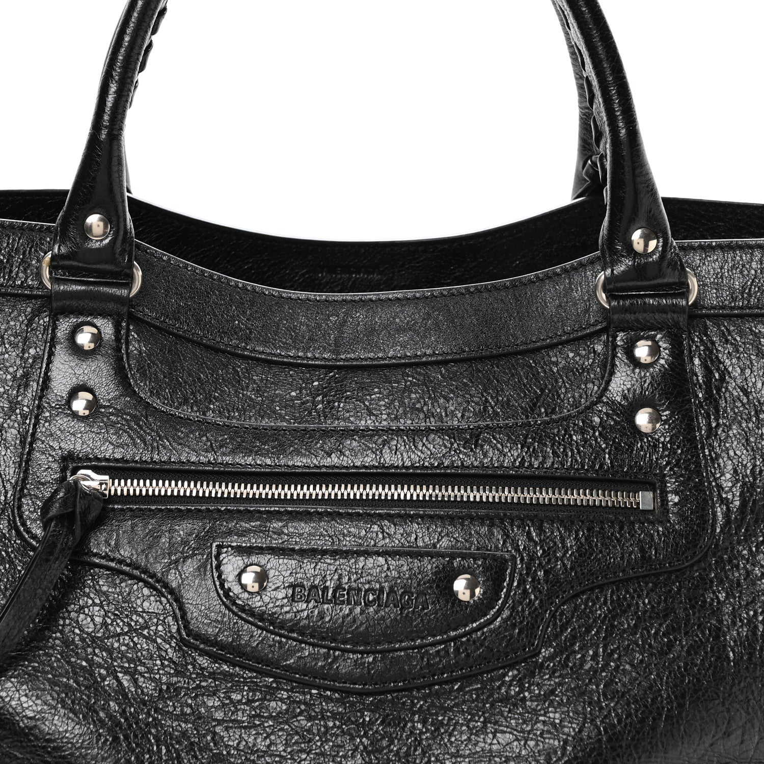 Balenciaga Agneau Arena Neo Classic Silver Hardware Large Upside Down Tote Black 9 of 11