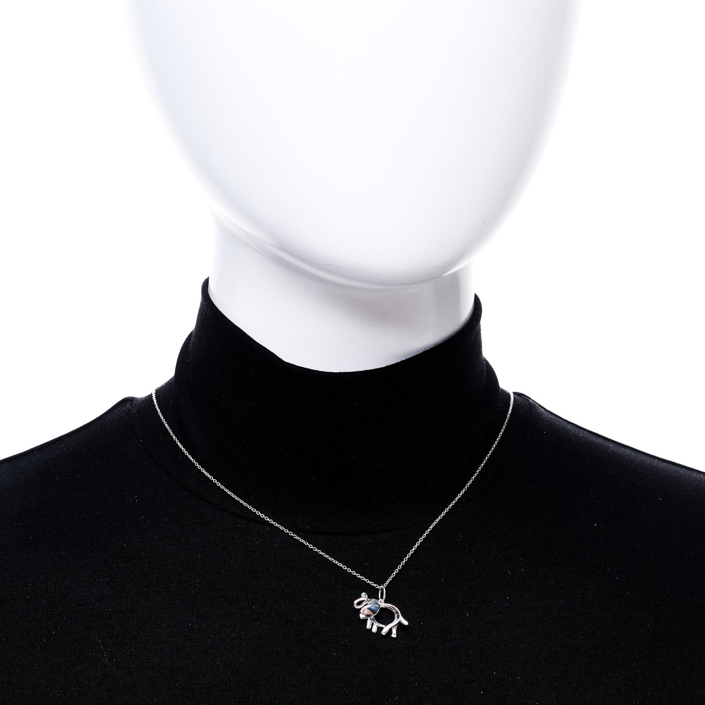 Sterling Silver Tsavorite Save the Wild Elephant Charm Necklace