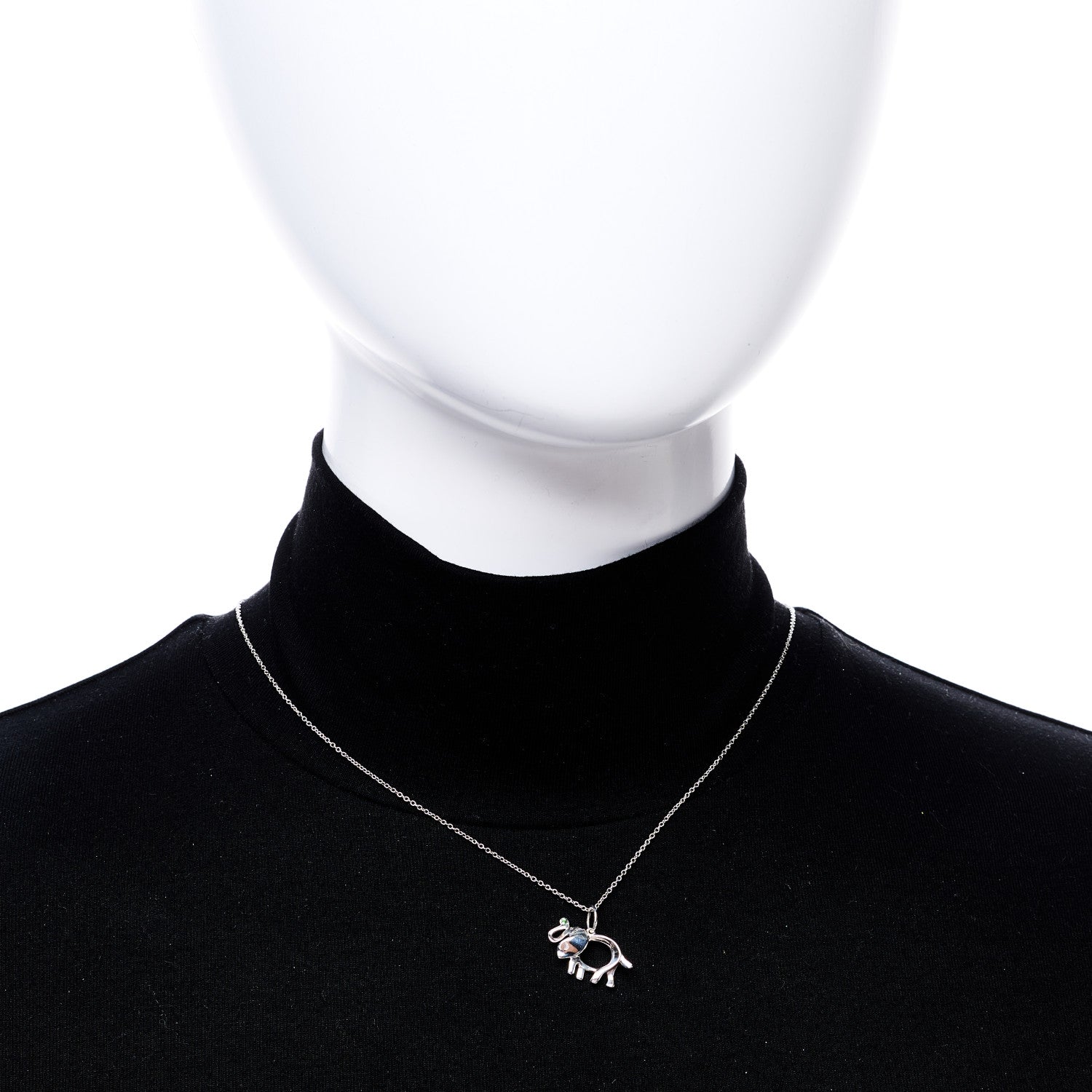 Tiffany Sterling Silver Tsavorite Save the Wild Elephant Charm Necklace 2 of 5