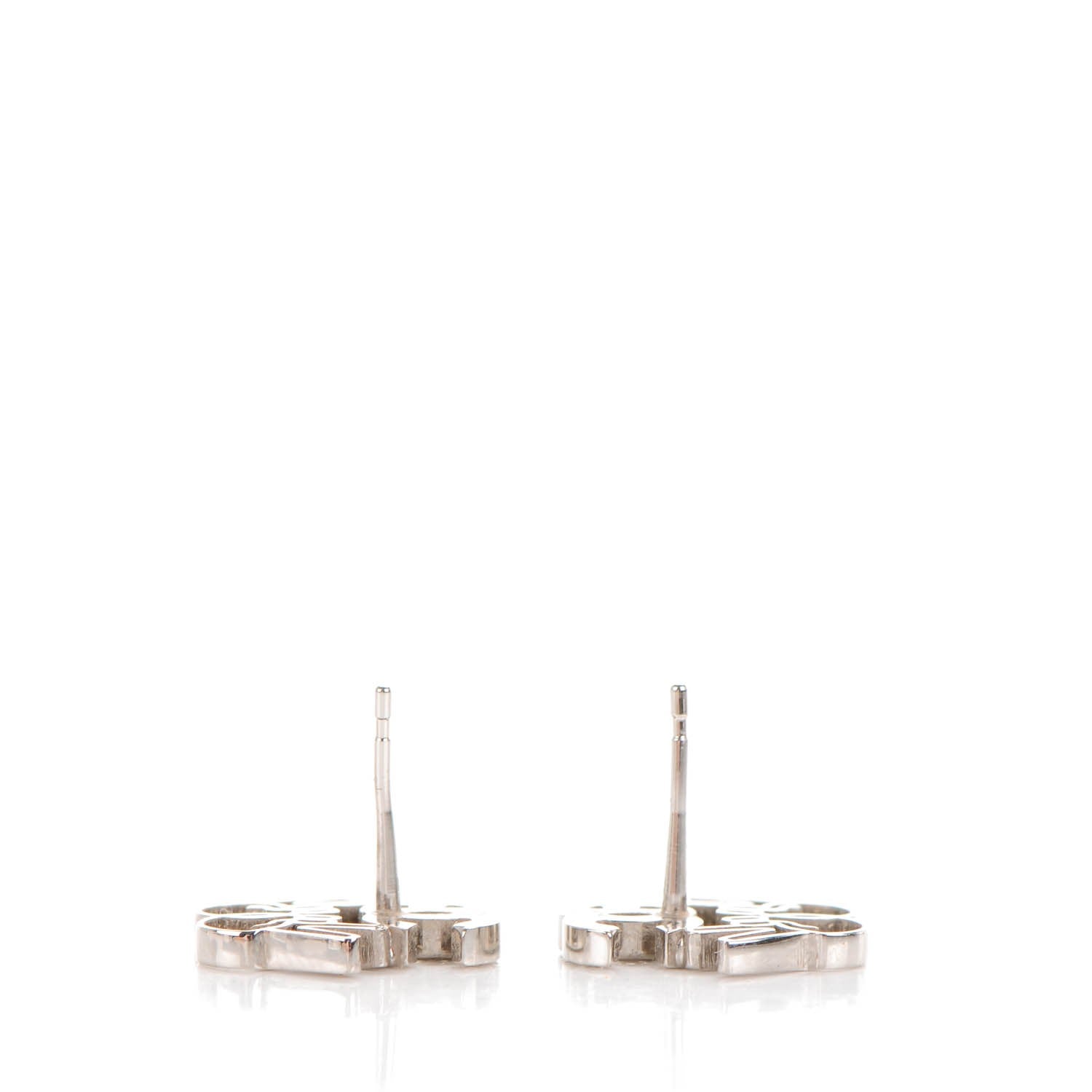 Chanel Crystal CC Peace Sign Emoji Earrings Silver 3 of 5