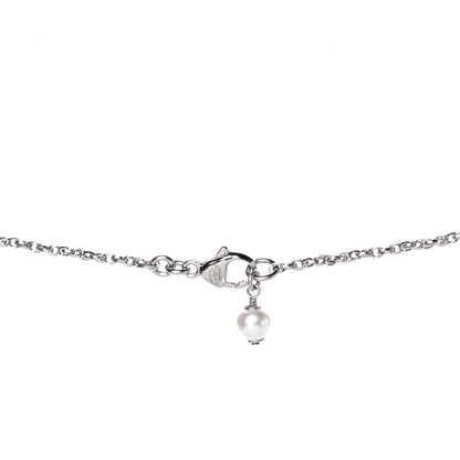 Chanel Pearl Crystal CC Pendant Necklace Silver 4 of 5