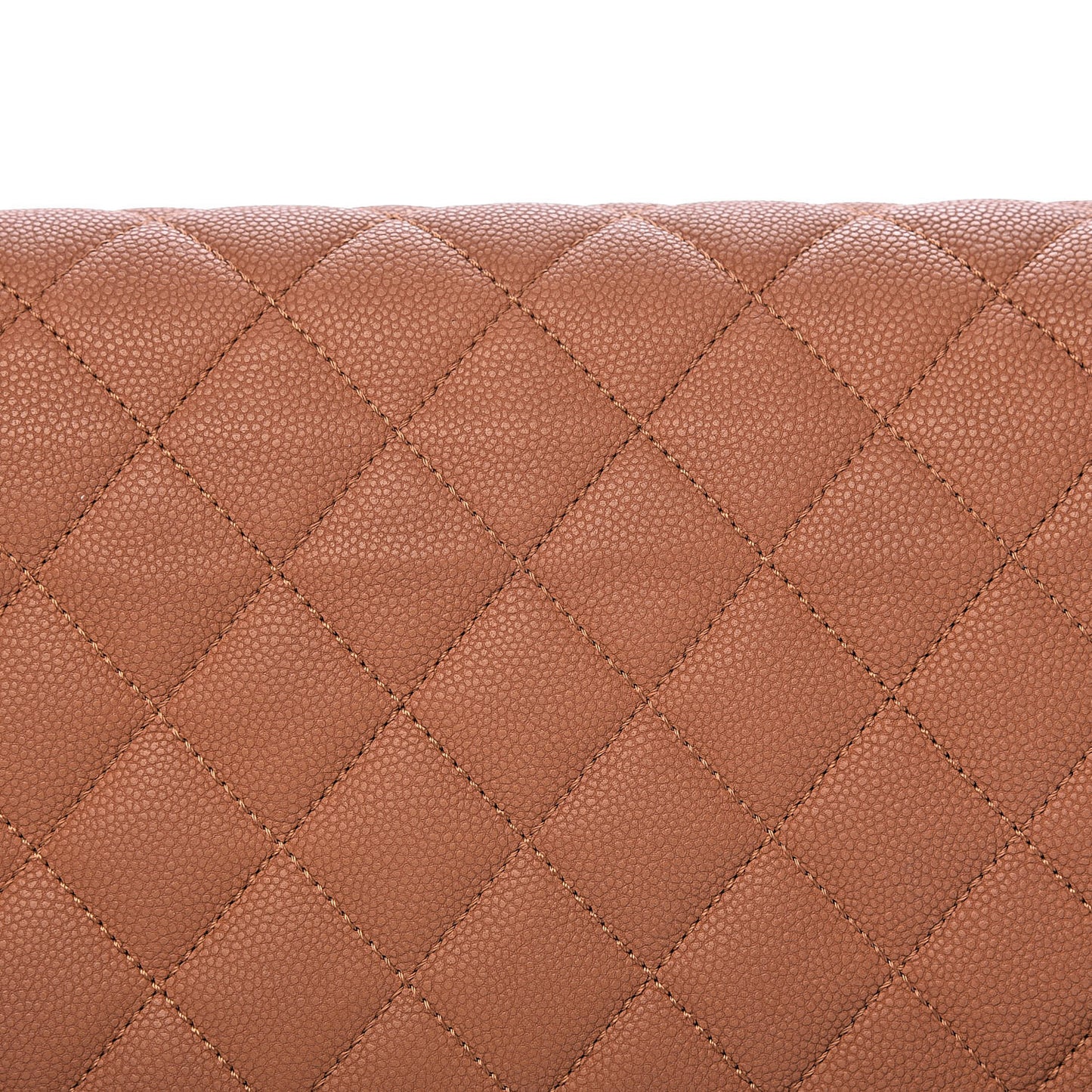 Washed Caviar Quilted Large Turn Around Ligne Flap Camel
