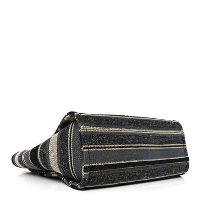 Chanel Striped Canvas Small Deauville Tote Dark Grey 4 of 11