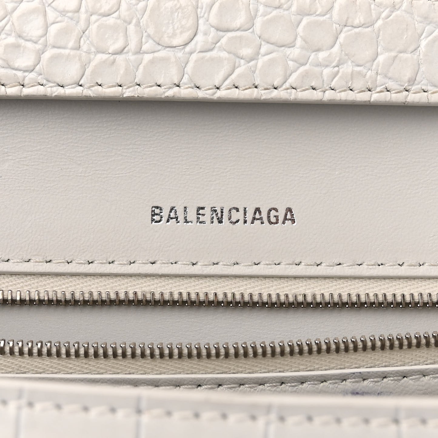 Shiny Calfskin Crocodile Embossed Small Hourglass Sling Shoulder Bag White