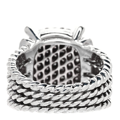 David Yurman Sterling Silver Diamond 16mm Wheaton Ring 52 6 3 of 4