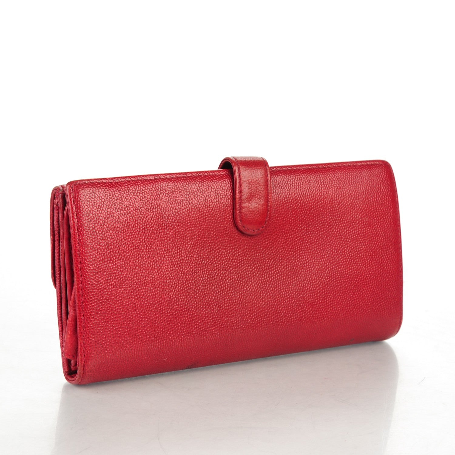 Chanel Caviar Brilliant Sevruga Long Flap Wallet Red 3 of 13