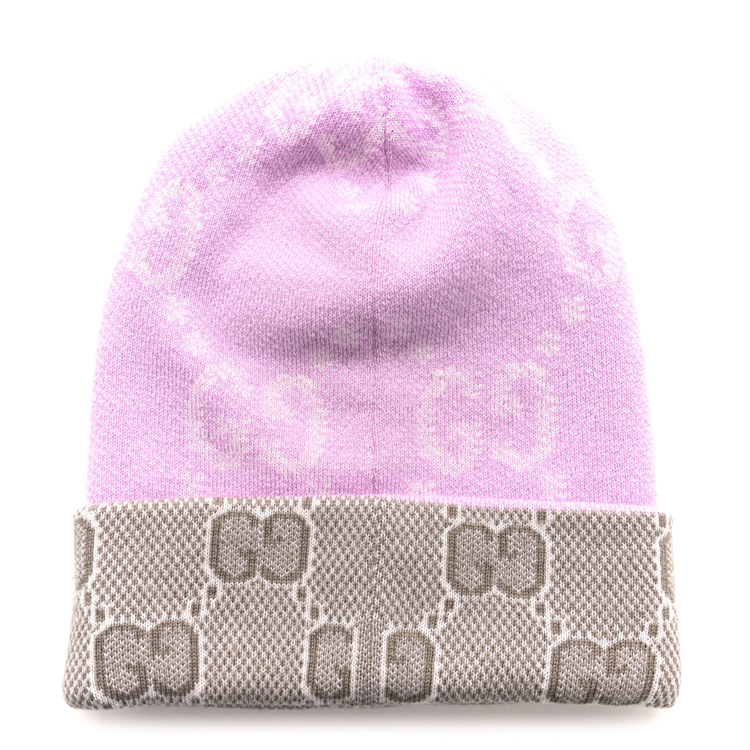 Gucci Wool GG Monogram Fog Tricot Beanie Hat S Mauve Beige 3 of 5