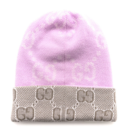 Gucci Wool GG Monogram Fog Tricot Beanie Hat S Mauve Beige 3 of 5