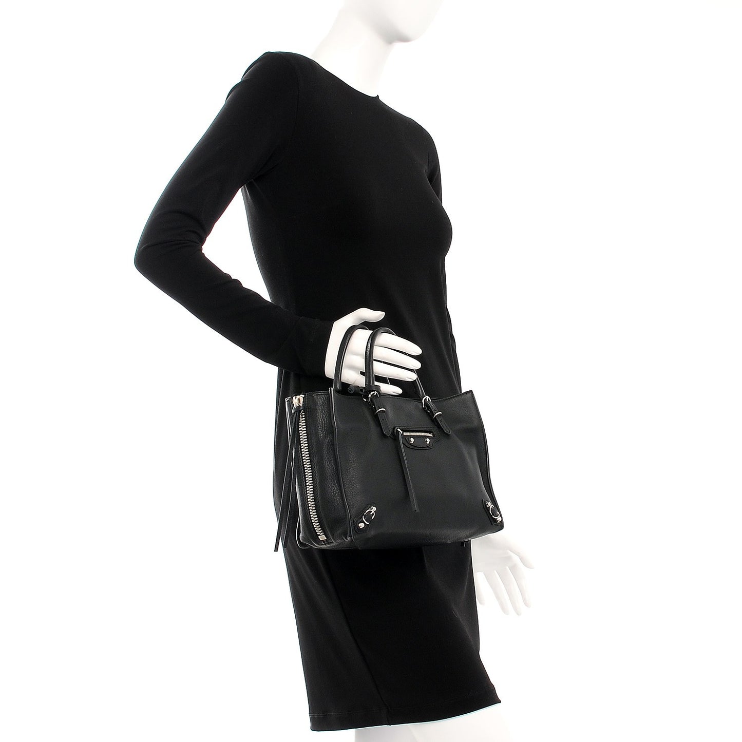 Calfskin Papier Mini A4 Zip Around Tote Black Chartreuse