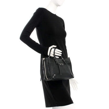 Balenciaga Calfskin Papier Mini A4 Zip Around Tote Black Chartreuse 4 of 9