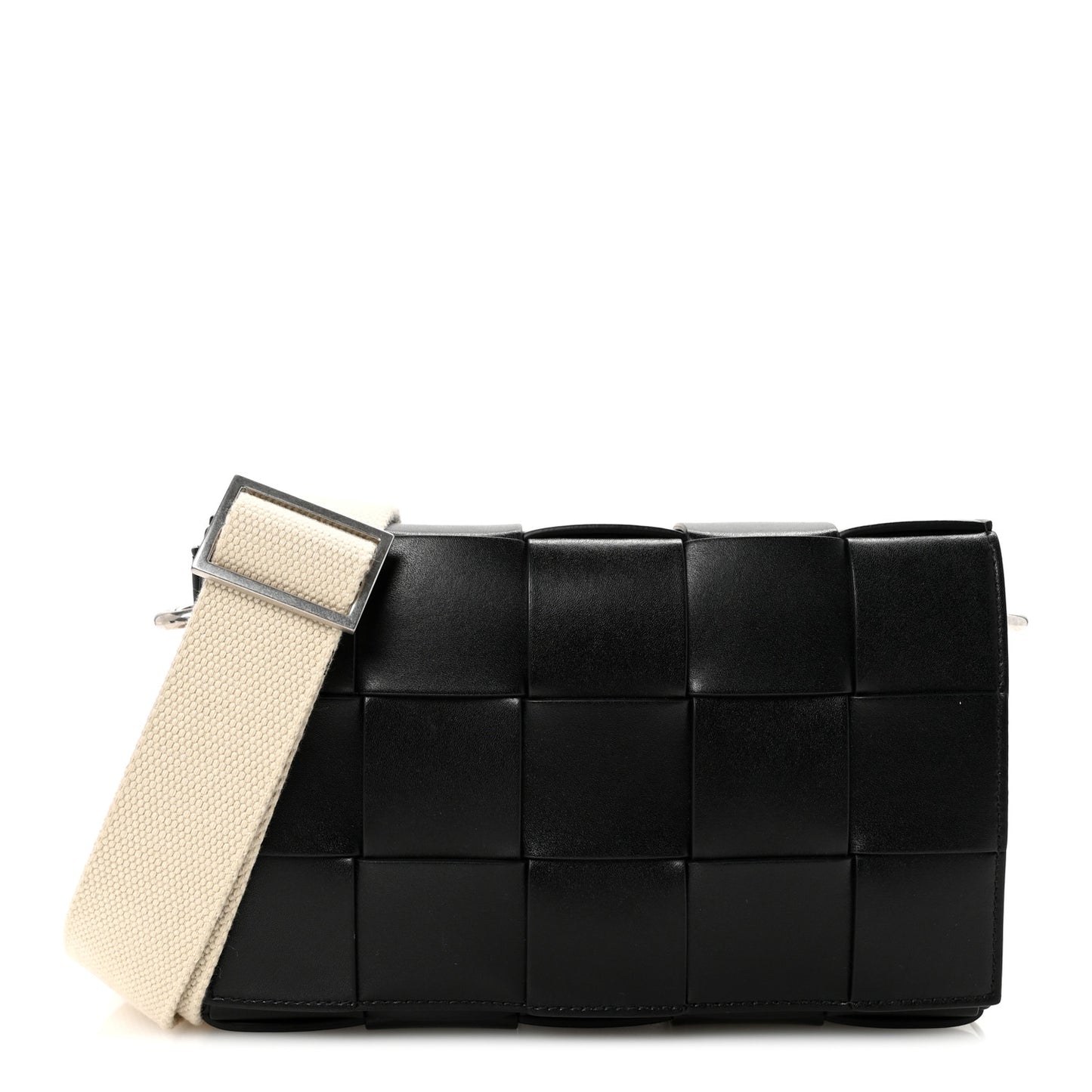 Calfskin Maxi Intreccio Cassette With Strap Bag Black
