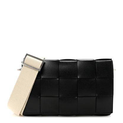 Bottega Veneta Calfskin Maxi Intreccio Cassette With Strap Bag Black 1 of 9