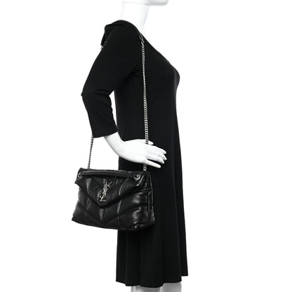 Saint Laurent Lambskin Quilted Small Loulou Puffer Monogram Chain Satchel Black 2 of 11