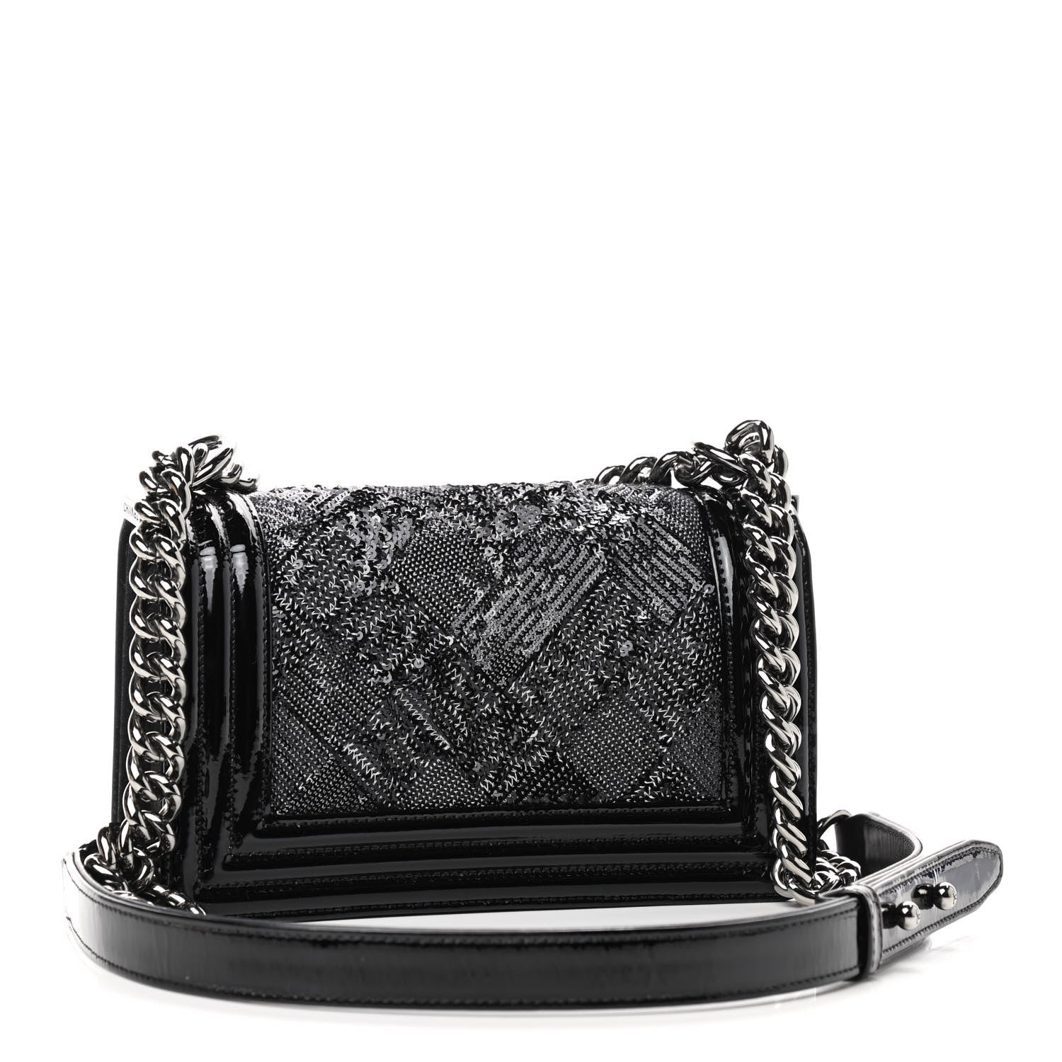 Chanel Patent Iridescent Calfskin Sequin Small Boy Flap Bag Black 3 of 10