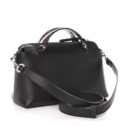 Fendi Vitello Dolce Bi-Color FF 1974 Embossed Medium By The Way Boston Bag Black Maya 3 of 10