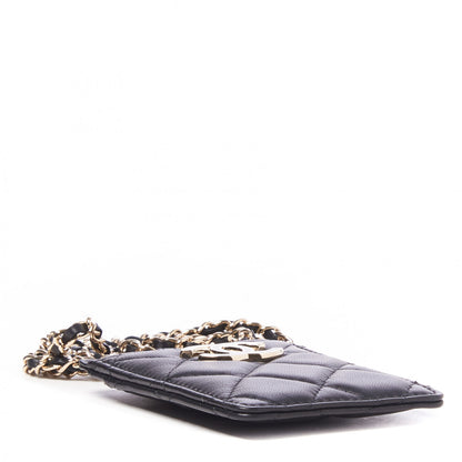 Chanel Lambskin Quilted Card Holder On Chain Black 3 of 8