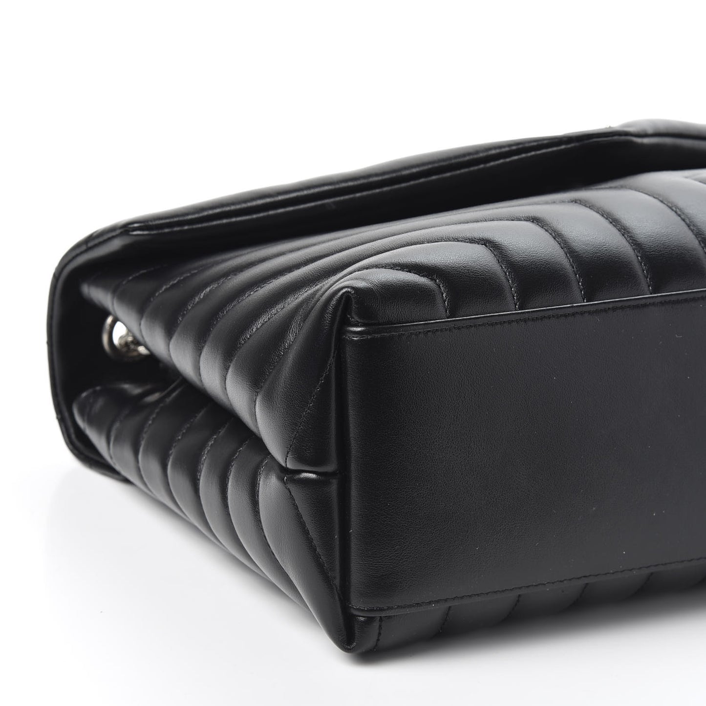 Calfskin Y Quilted Monogram Medium Loulou Chain Satchel Black