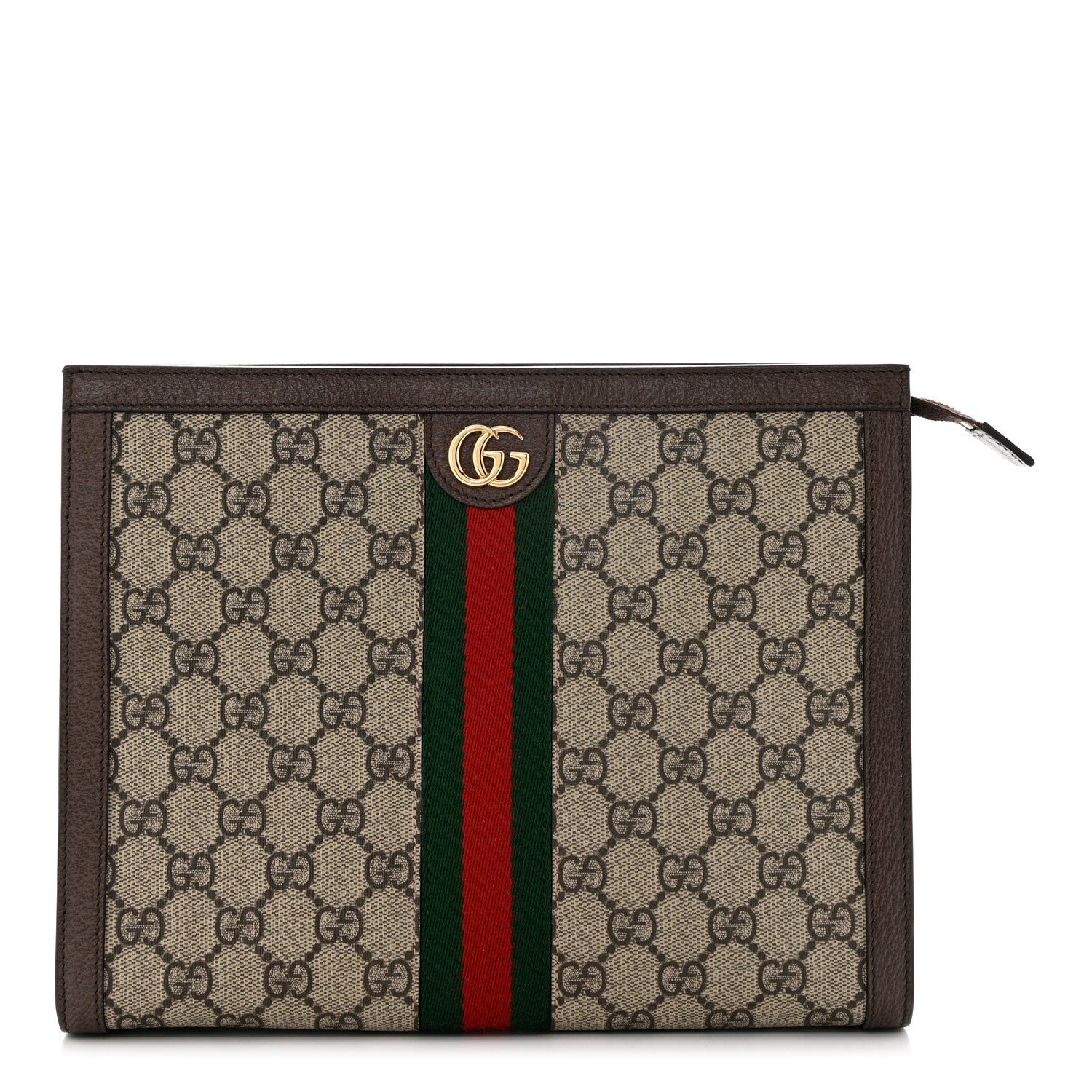Gucci GG Supreme Monogram Web Ophidia Pouch Brown 1 of 7