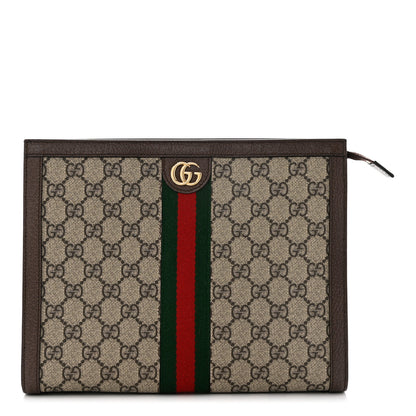 Gucci GG Supreme Monogram Web Ophidia Pouch Brown 1 of 7